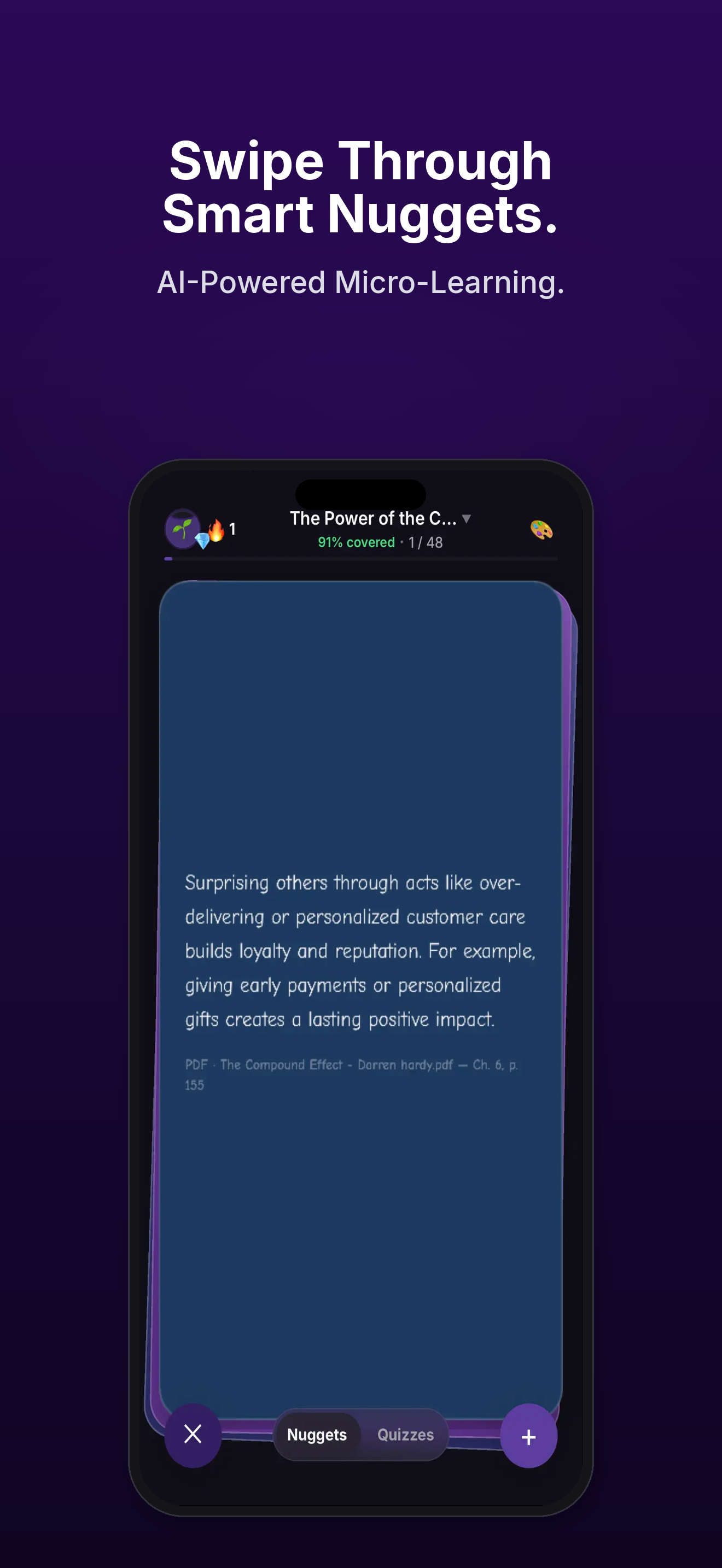 Swipe through smart nuggets